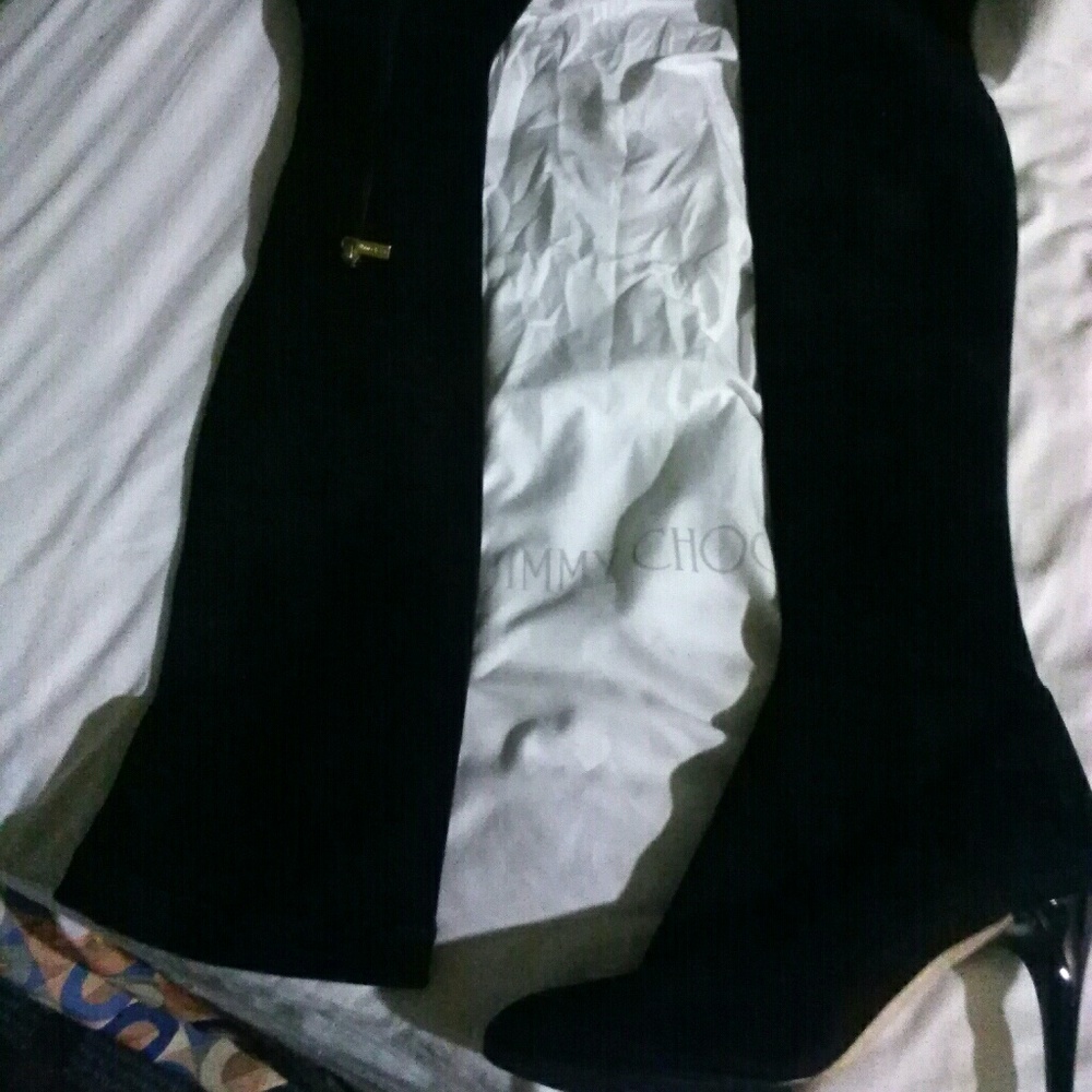 Jimmy Choo Black Suede High Heel Boots